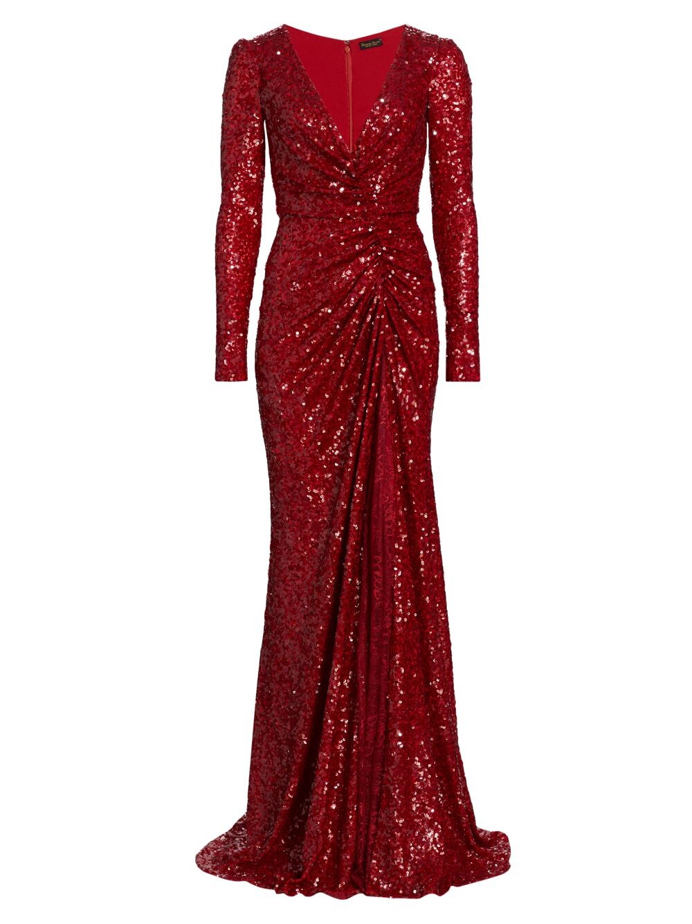 

Расшитое блестками платье с V-образным вырезом Reem Acra, красный
