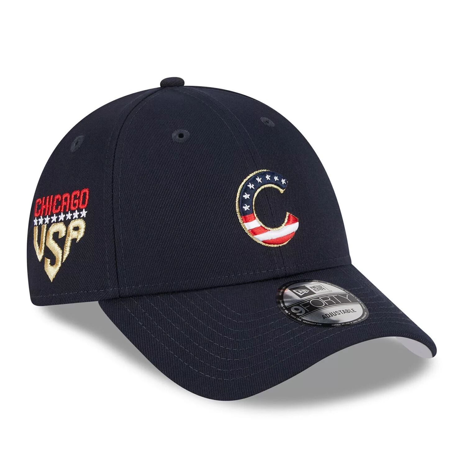 

Мужская регулируемая кепка New Era Navy Chicago Cubs 2023 Четвертое июля 9FORTY