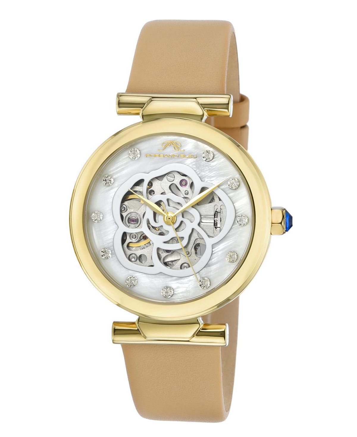 цена Женские автоматические часы Laura с ремешком из натуральной кожи 1212BLAL Porsamo Bleu