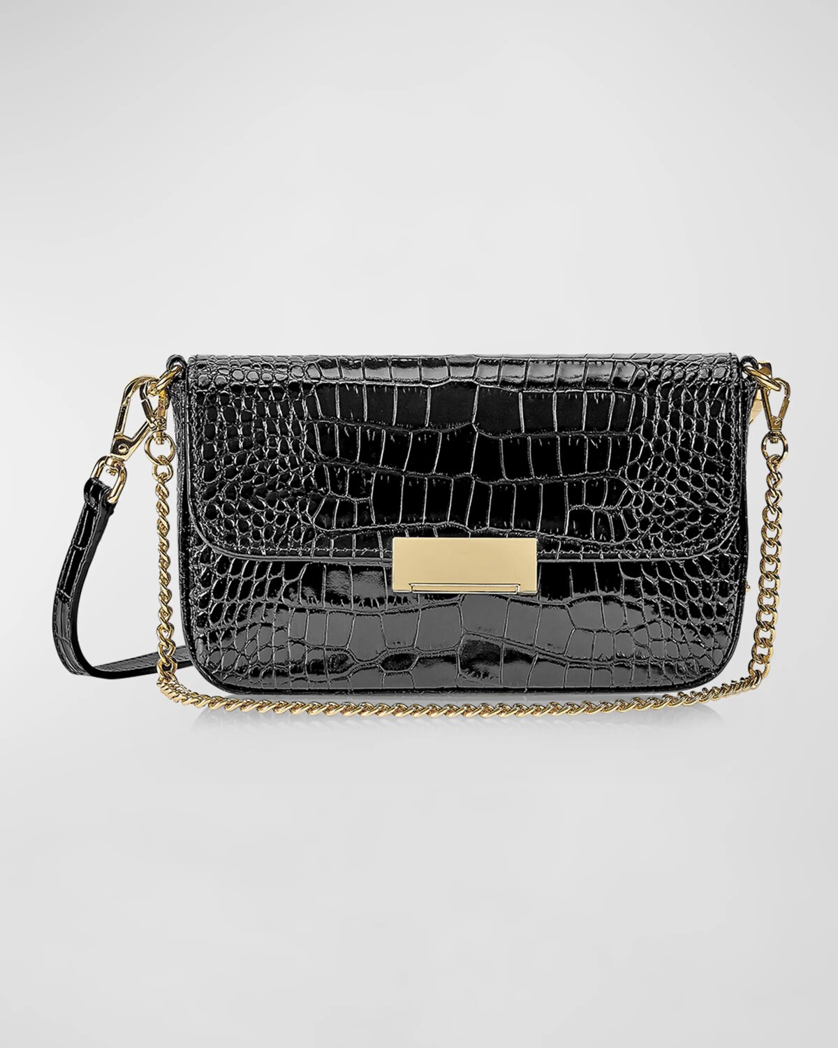 

Сумка на плечо Edie из кожи с тиснением под крокодила Gigi New York, цвет Black