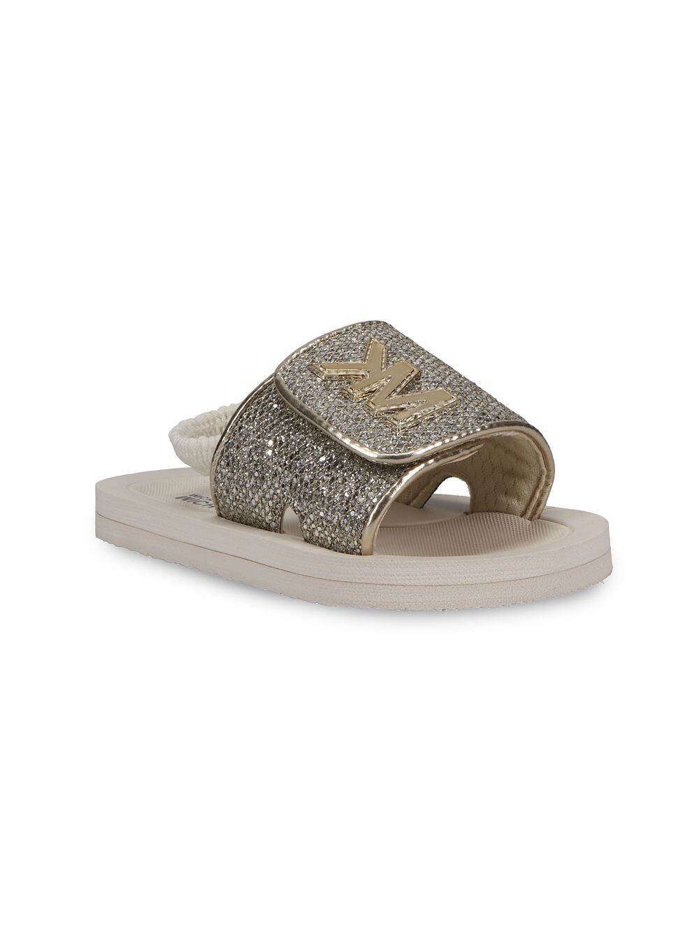 

Шлепанцы с ремешком на пятке Little Girl's Vanilla Metallic Logo Michael Kors Kids