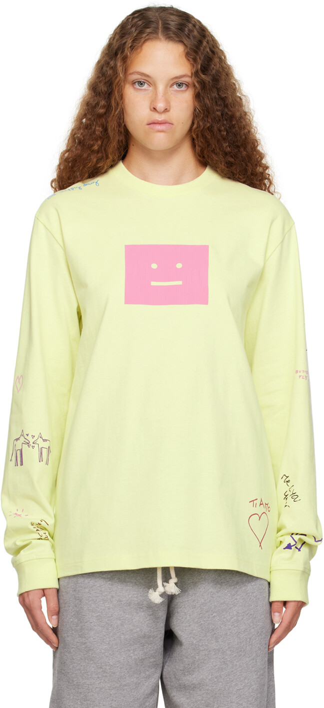 

Зеленая футболка с длинным рукавом с принтом Flou Acne Studios, Зеленый