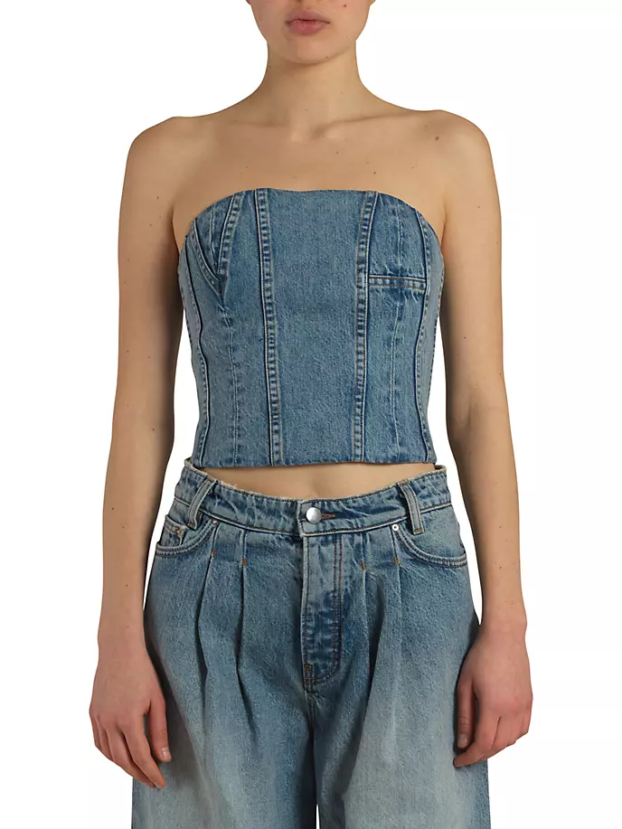 

Джинсовое бюстье Ma Amiri, цвет medium indigo