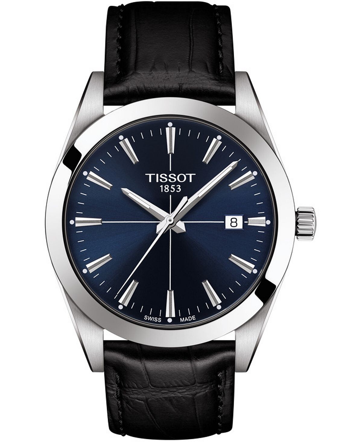 

Мужские швейцарские часы Gentleman с черным кожаным ремешком, 40 мм Tissot