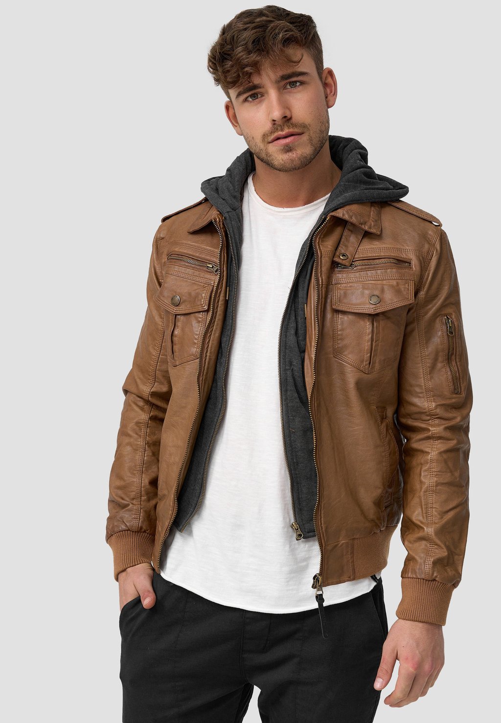 Куртка из искусственной кожи AARON INDICODE JEANS, цвет brown