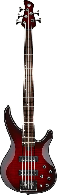Басс гитара Yamaha TRBX605 5-String Flamed Maple Bass Guitar, Dark Redburst