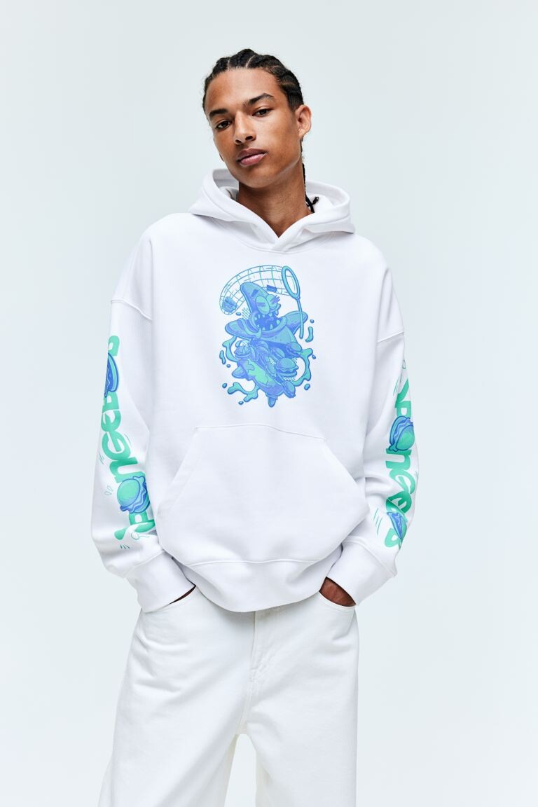 

Толстовка H&M x Spongebob Squarepants Oversized Fit Printed, белый