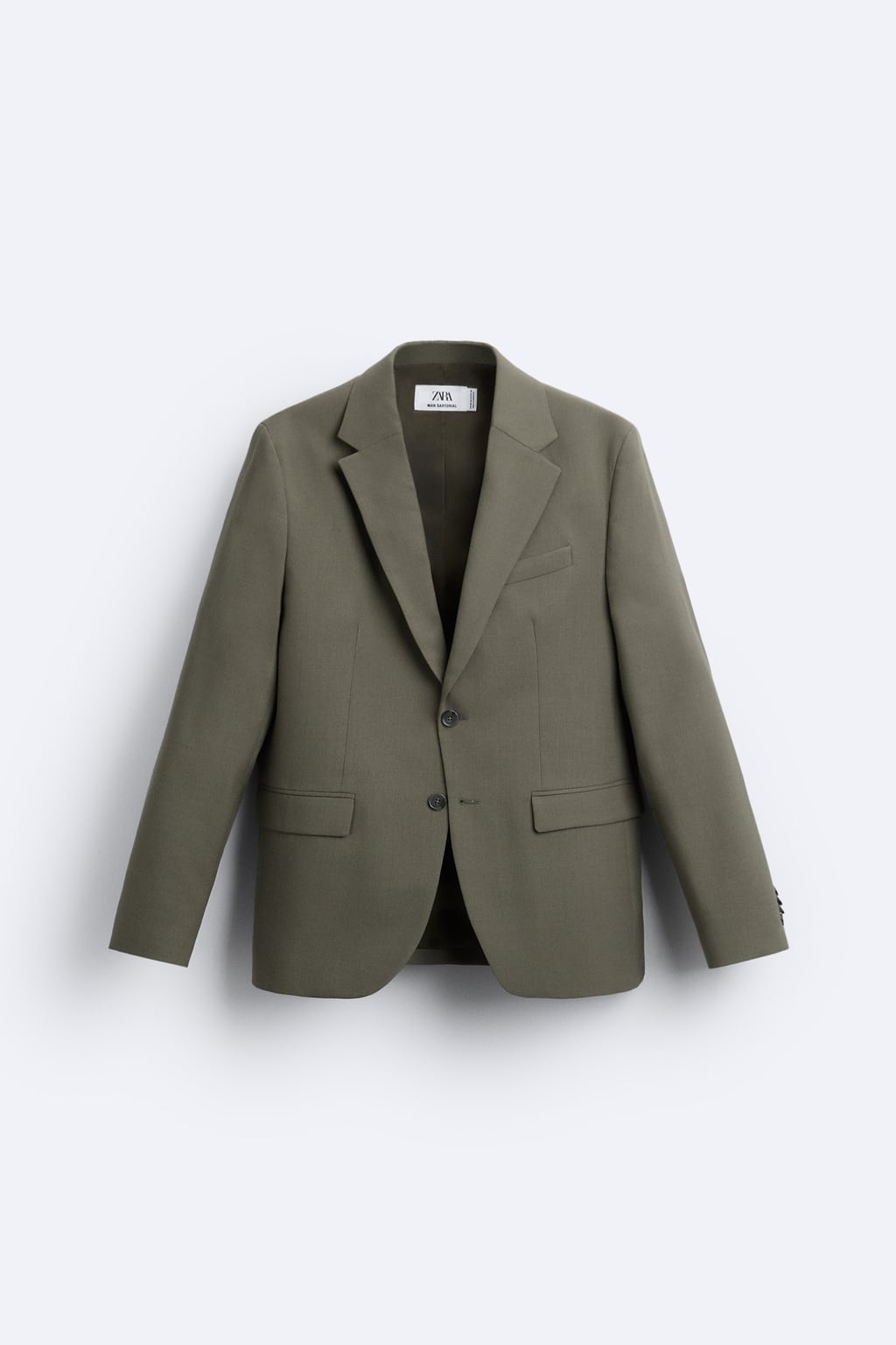 

Шерстяной костюмный пиджак ZARA, зеленый