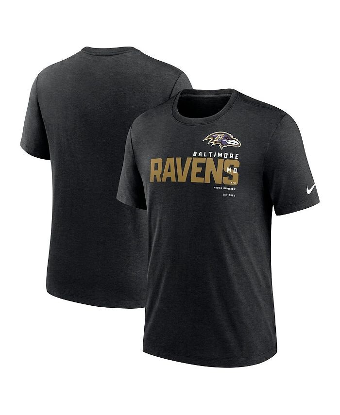 

Мужская черная футболка Heather Baltimore Ravens Team Tri-Blend Nike, черный