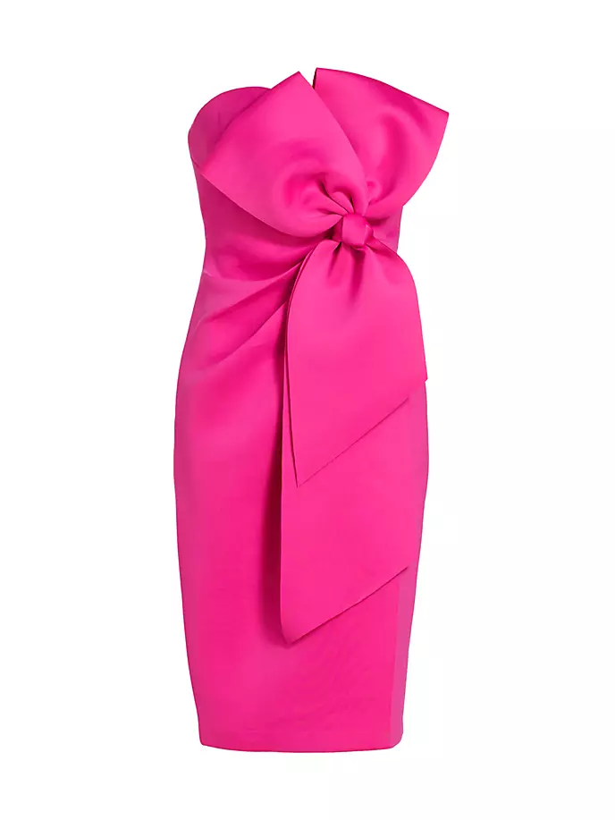 

Платье без бретелек с бантом Badgley Mischka, розовый