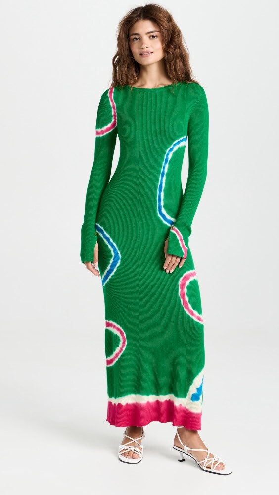

Платье Prabal Gurung Tie Dye Long Sleeve Knit, зеленый