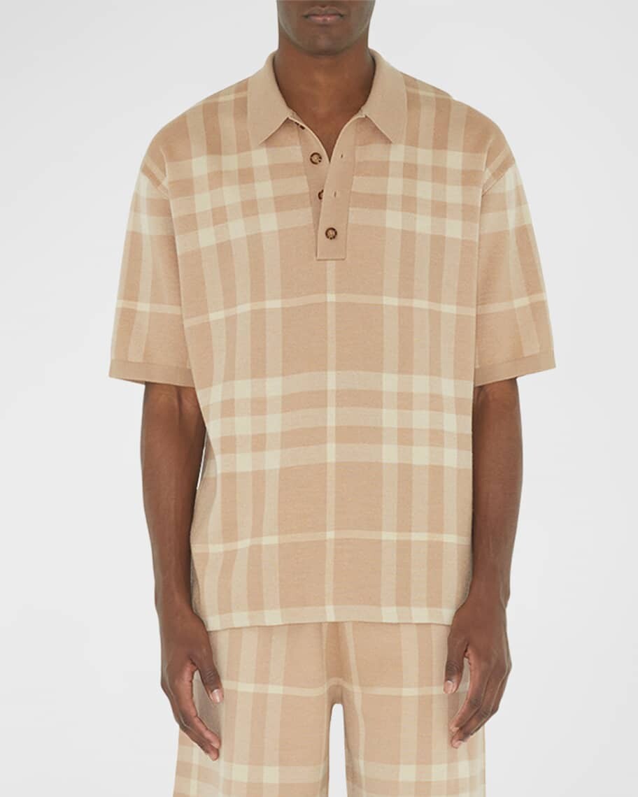 

Мужская вязаная рубашка поло в клетку Wellman Burberry