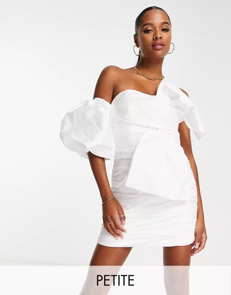 Белое зимнее платье мини из тафты с одним рукавом и бантом Forever New Petite 2020 new winter women