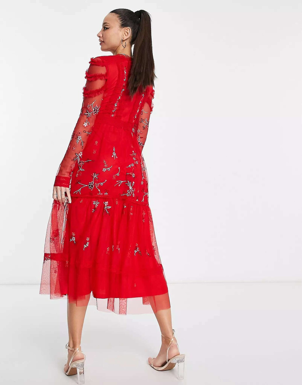 

Платье миди с отделкой Frock and Frill красного цвета, Красный
