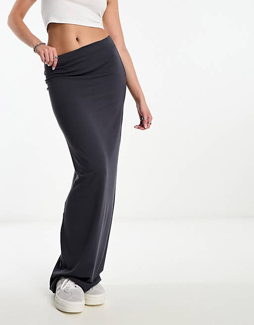 

Серая юбка макси колонки ASOS DESIGN