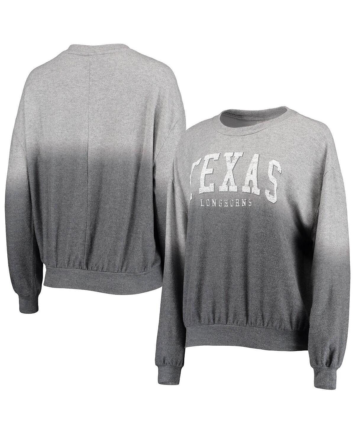 

Женский пуловер с омбре темно-серого цвета Texas Longhorns с медленным выцветанием Hacci и омбре Gameday Couture