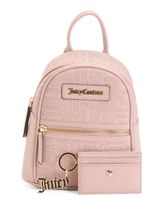 

Мини-рюкзак с футляром для карточек и подарочным набором на брелоке Juicy Couture, цвет Blush