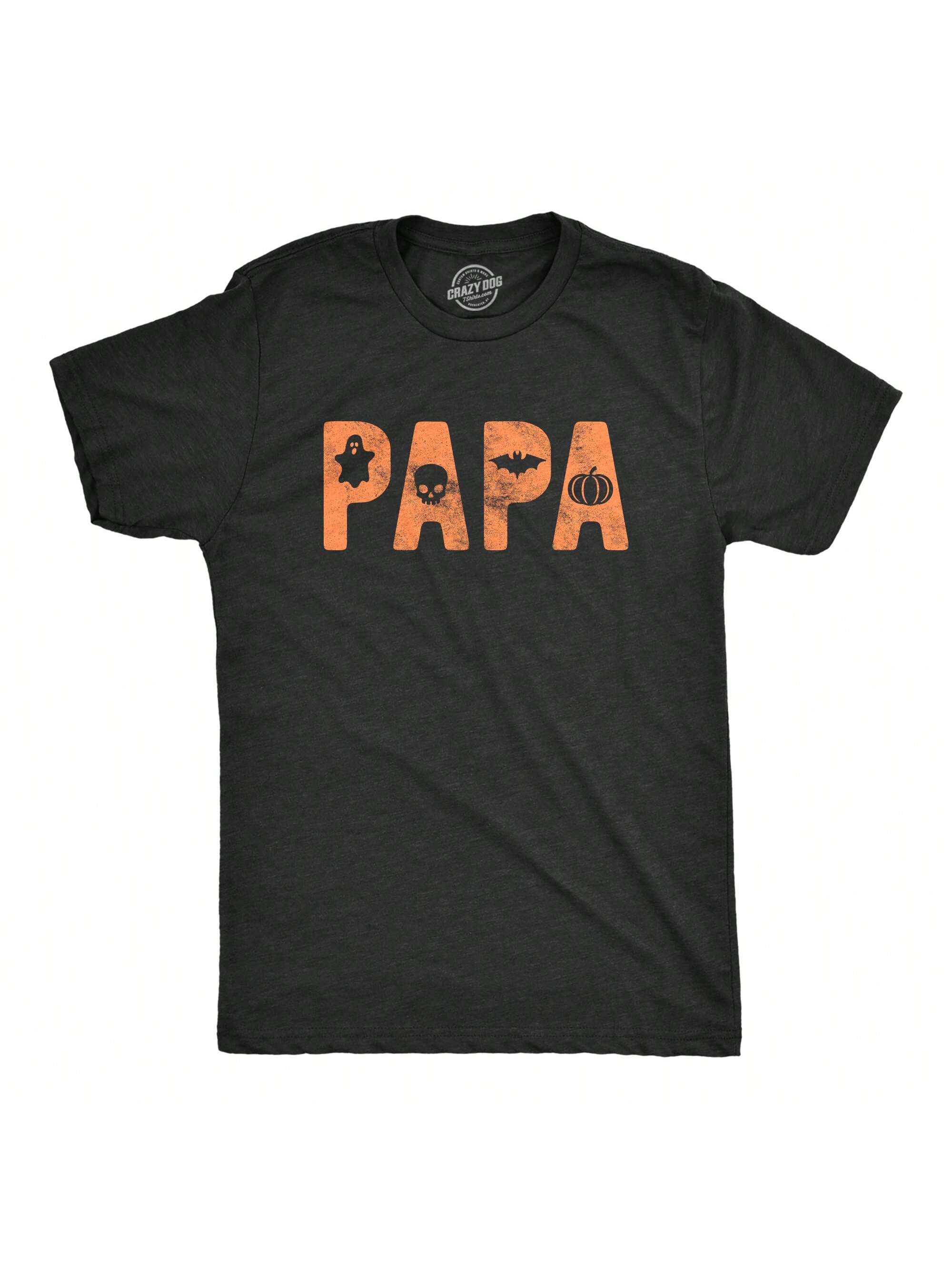 Мужская футболка для папы на Хэллоуин, хизер блэк — папа