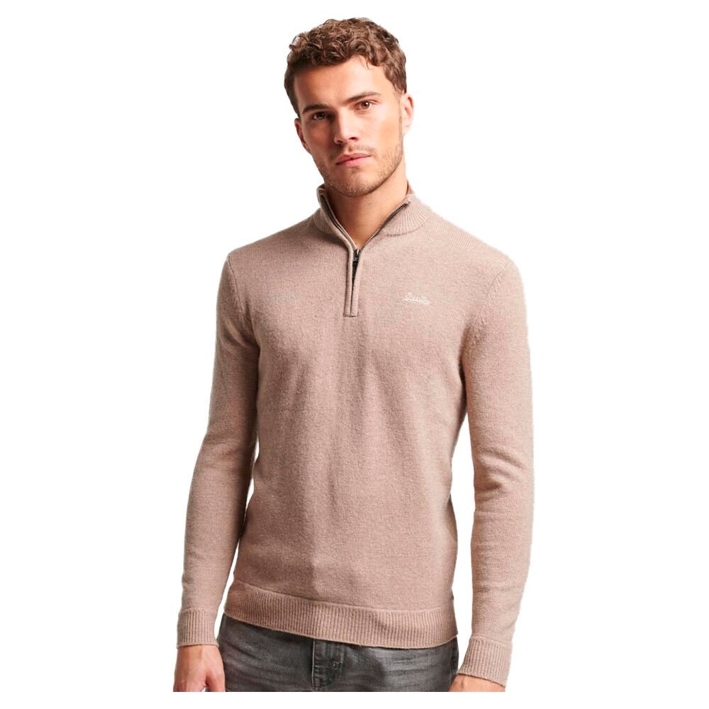 

Свитер Superdry Essential Embroidered Henley Half Zip, коричневый