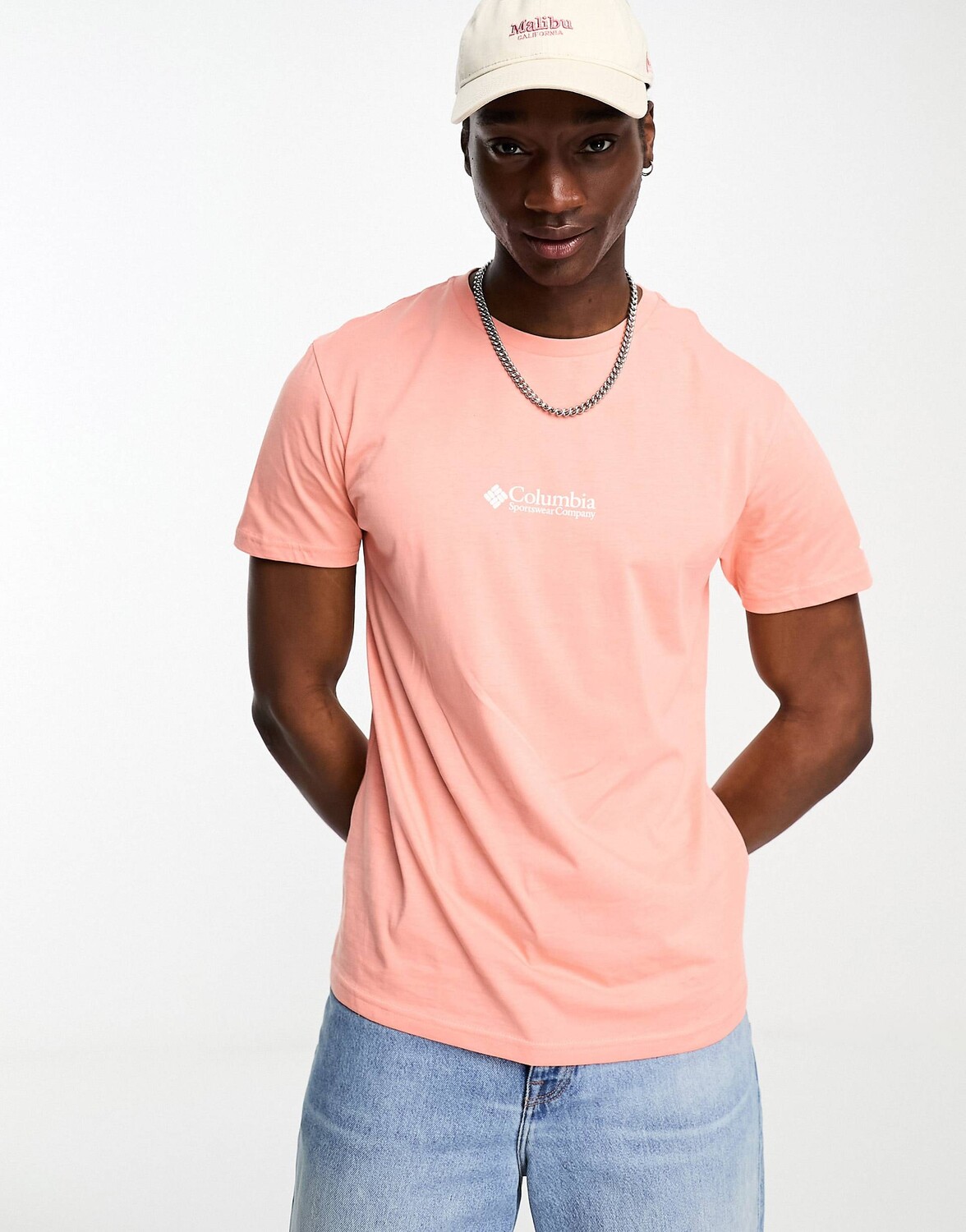 

Персиковая футболка с нагрудным логотипом Columbia эксклюзивно для ASOS, Красный