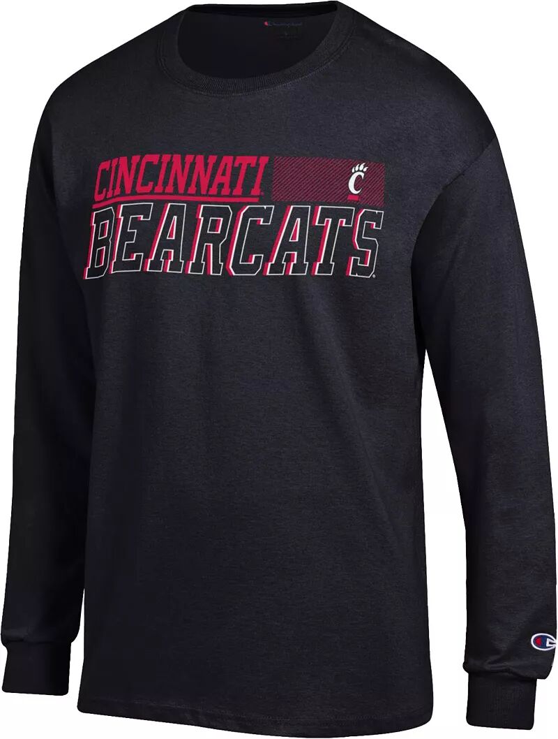 Мужская черная трикотажная футболка с длинными рукавами Champion Cincinnati Bearcats