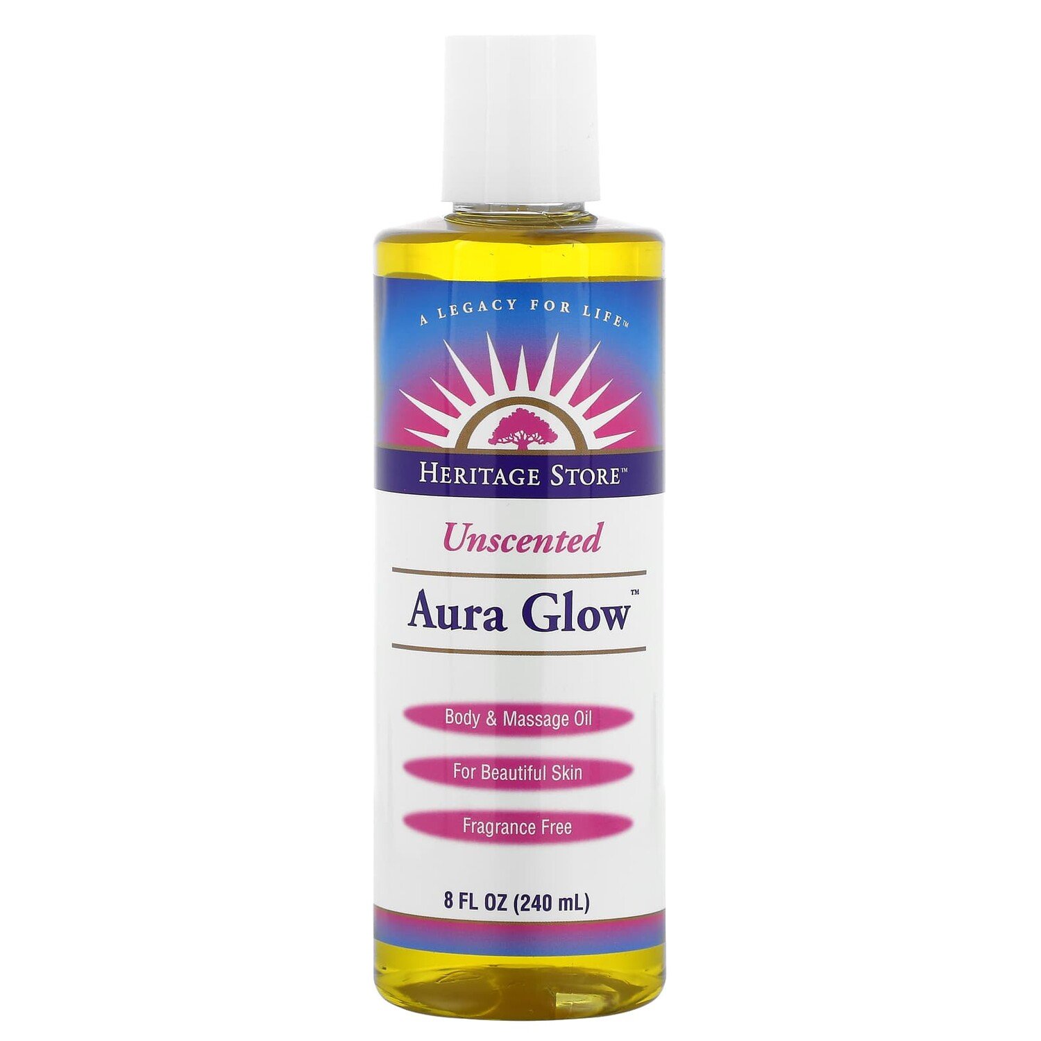 

Aura Glow, масло для тела и массажа, без запаха, 240 мл (8 жидк. унций), Heritage Store