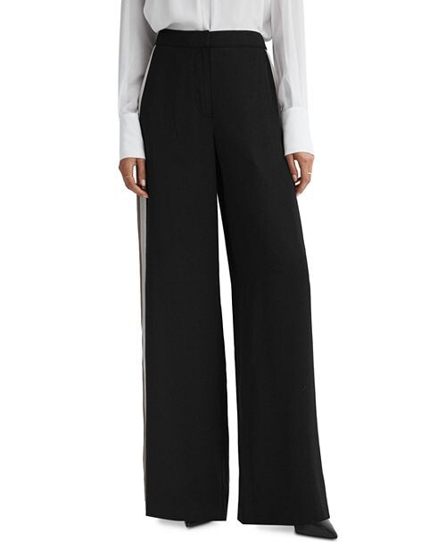 

Широкие брюки с полосками по бокам Poppie REISS, цвет Black