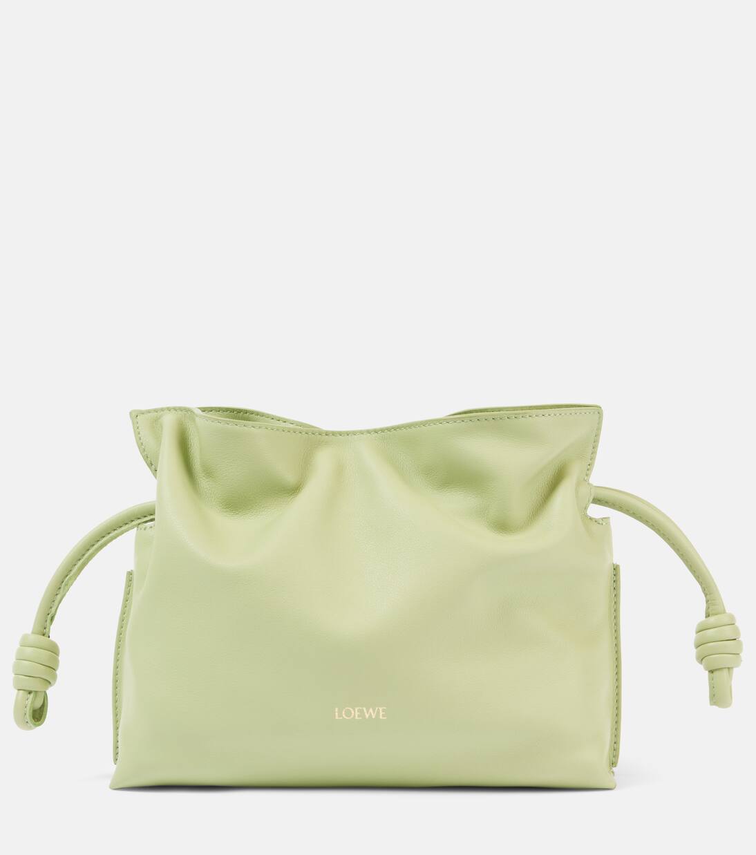 

Кожаный клатч Flamenco Mini Loewe, цвет light pear