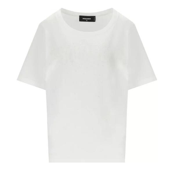 

Футболка easy fit t-shirt with rhinestones Dsquared2, белый