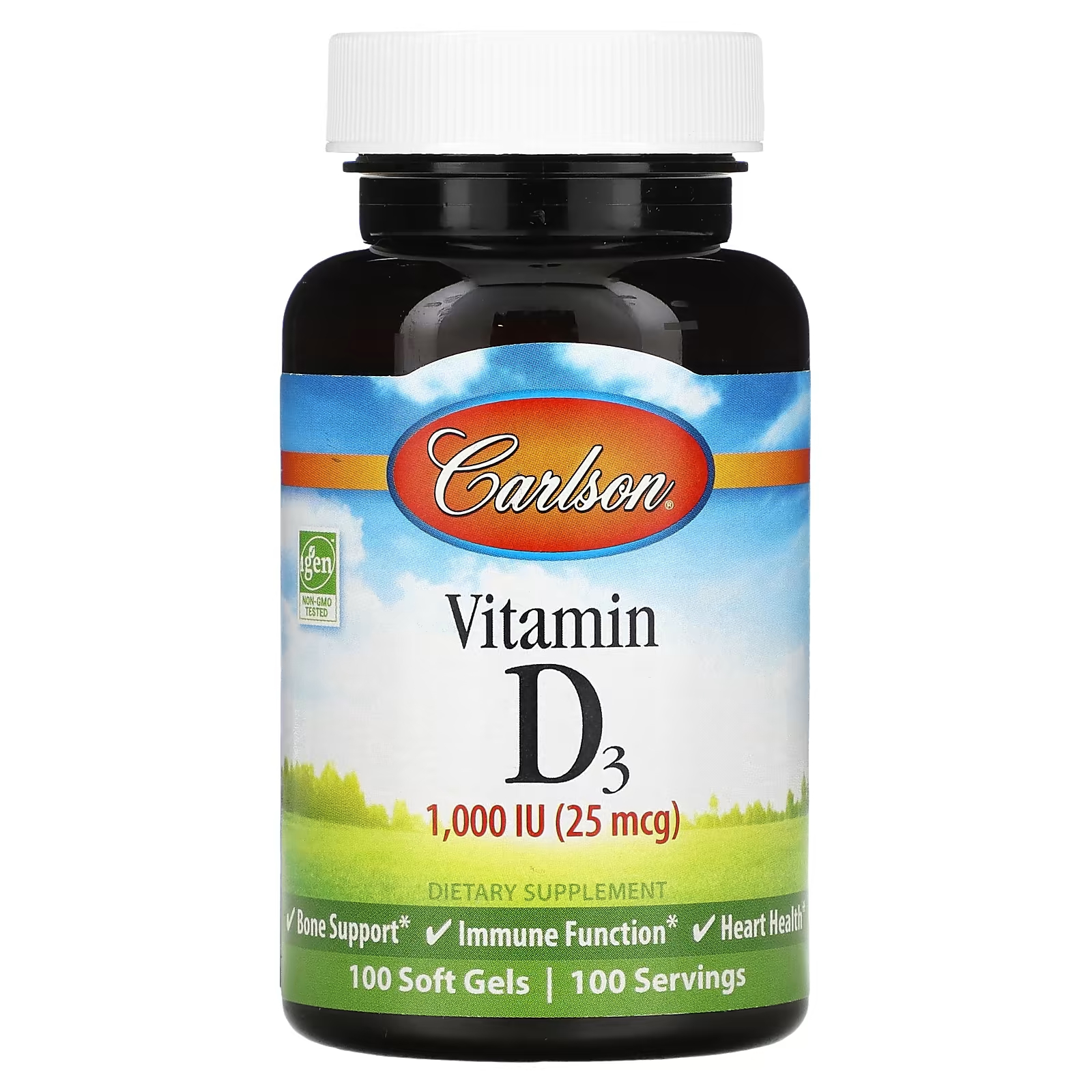 Витамин D3 Carlson 25 мкг, 100 мягких таблеток витамин d3 solgar 25 мкг 250 мягких таблеток