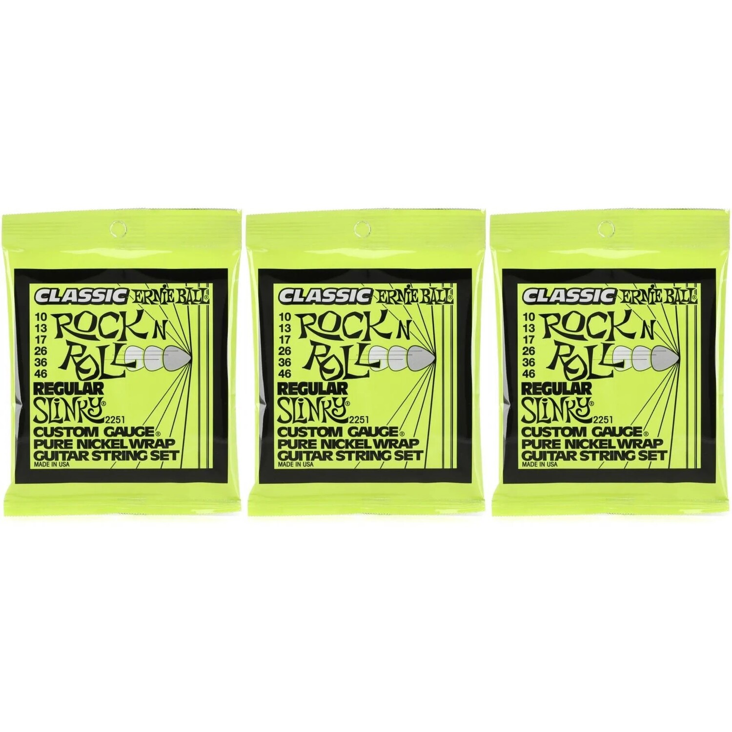 

Струны для электрогитары Ernie Ball 2251 Regular Slinky Classic Rock N Roll — .010-.046 (3 шт.)
