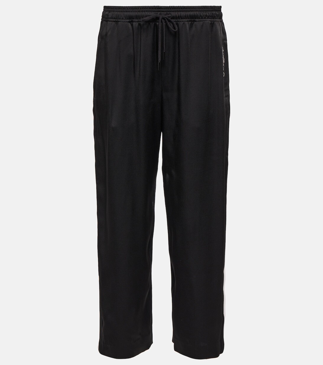 

Спортивные брюки из креп-сатина с вышивкой SAINT LAURENT, черный