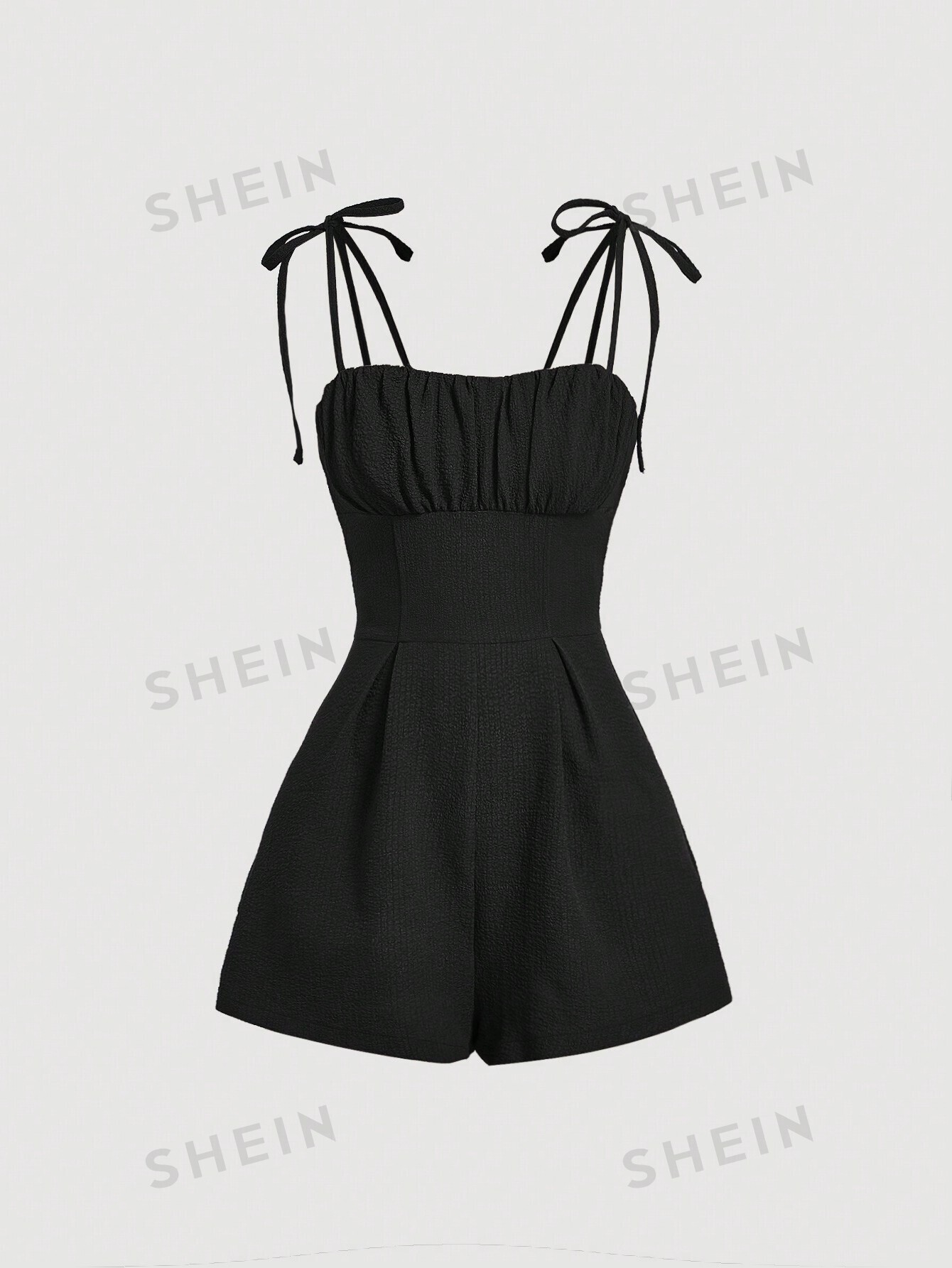 цена SHEIN MOD женские праздничные шорты-комбинезон на бретельках с цветочным принтом, черный