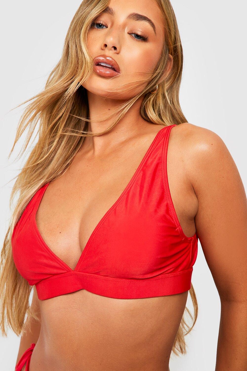

Укороченный топ бикини essentials с погружением Boohoo, красный