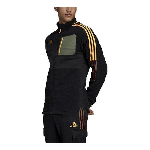 цена Куртка adidas Soccer/Football Sports Stripe Suede Stand Collar Logo Jacket Black, черный