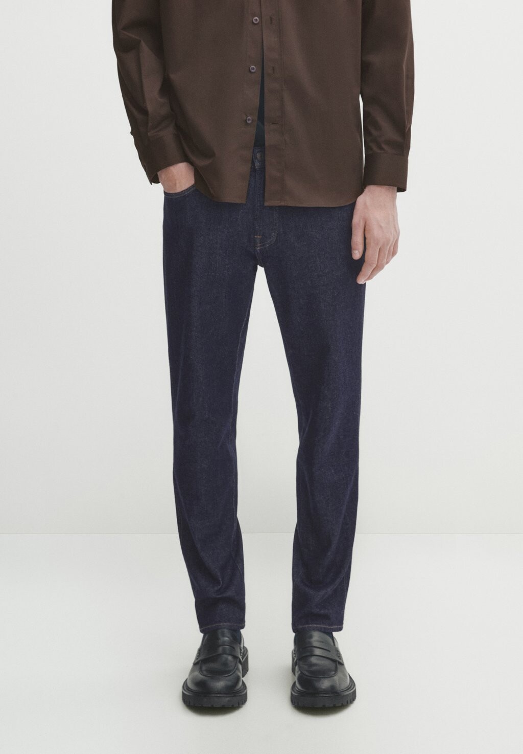 

Джинсы-сигареты Rinse Wash Massimo Dutti, цвет dark blue