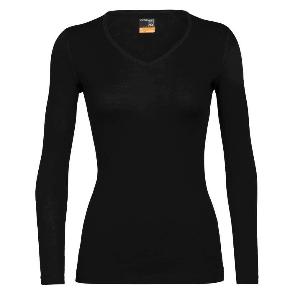 

Футболка Icebreaker 200 Oasis Long Sleeve V Neck Merino Base Layer, черный