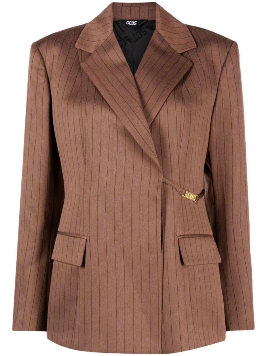 

Gcds pinstripe-pattern notched-lapels blazer, коричневый