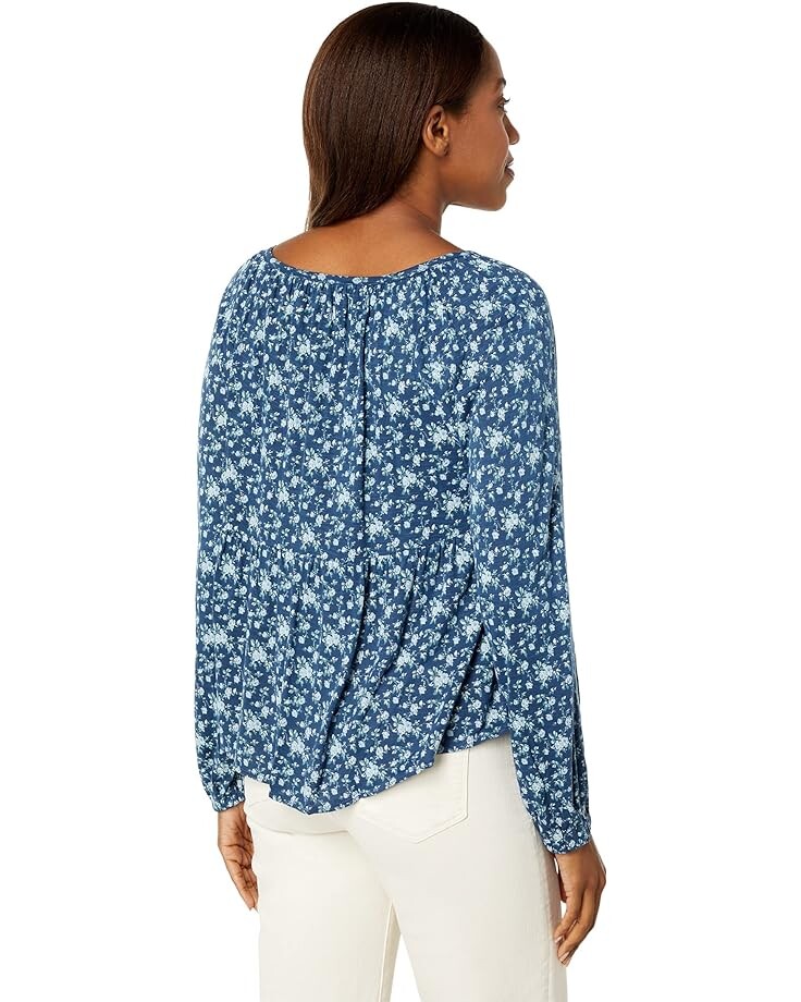 Топ Lucky Brand Long Sleeve Smocked Top, цвет Blue Floral