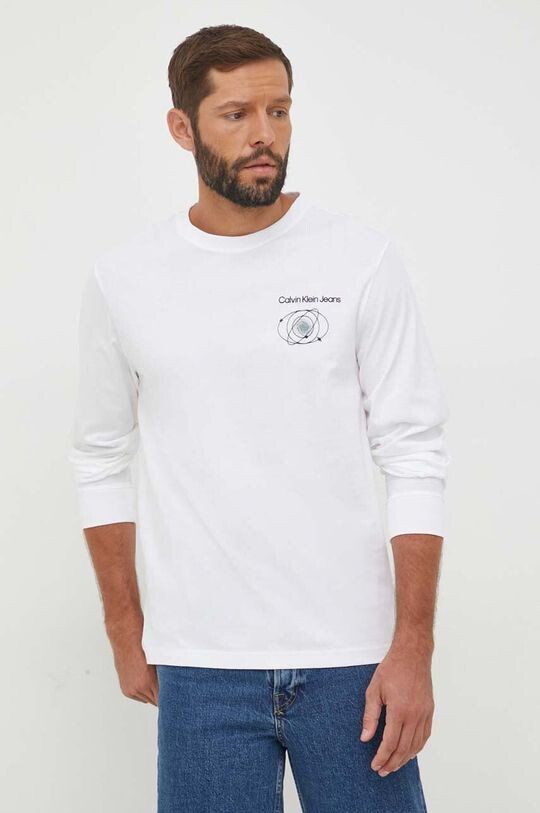 

Футболка с длинными рукавами, хлопок Calvin Klein Jeans, белый