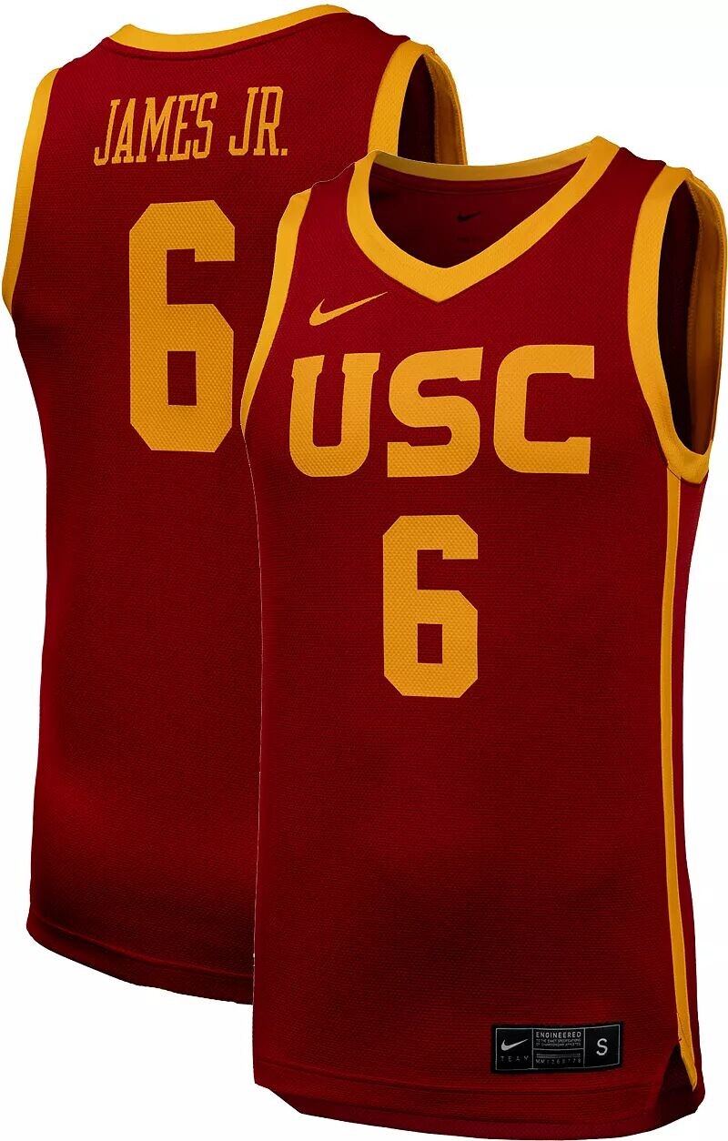 

Мужская баскетбольная майка Nike USC Trojans #6 Bronny James Cardinal, реплика