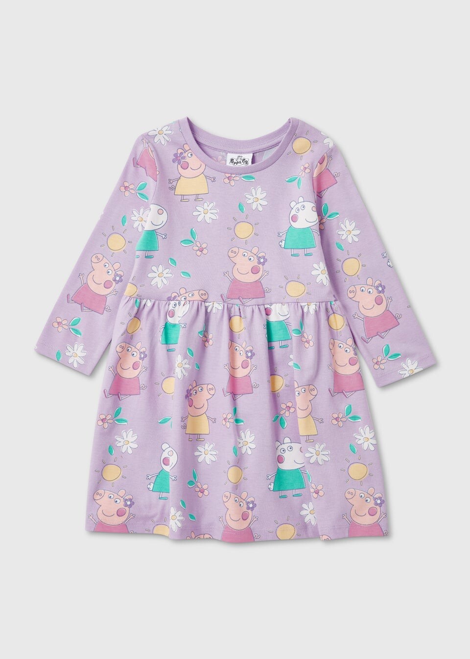 

Детское сиреневое платье с принтом Peppa Pig и длинными рукавами (9 мес.–5 лет)