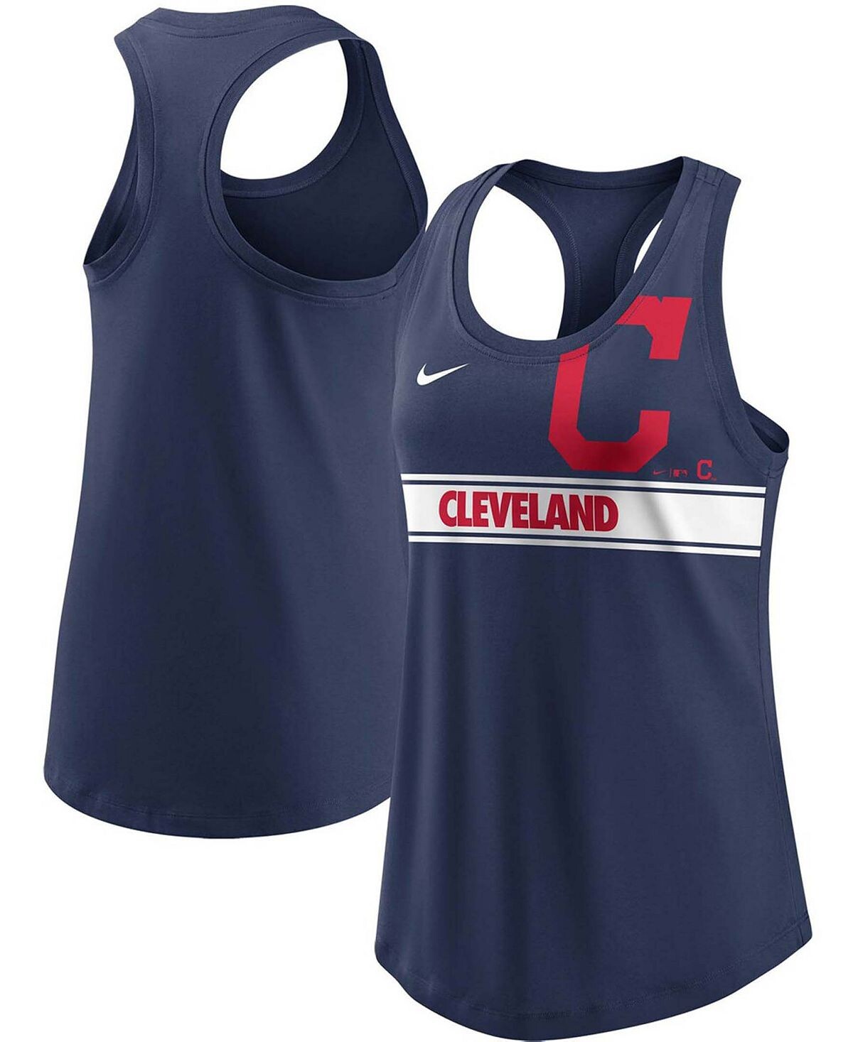 

Женская укороченная майка с борцовской спиной и темно-синим логотипом Cleveland Indians Nike, темно-синий
