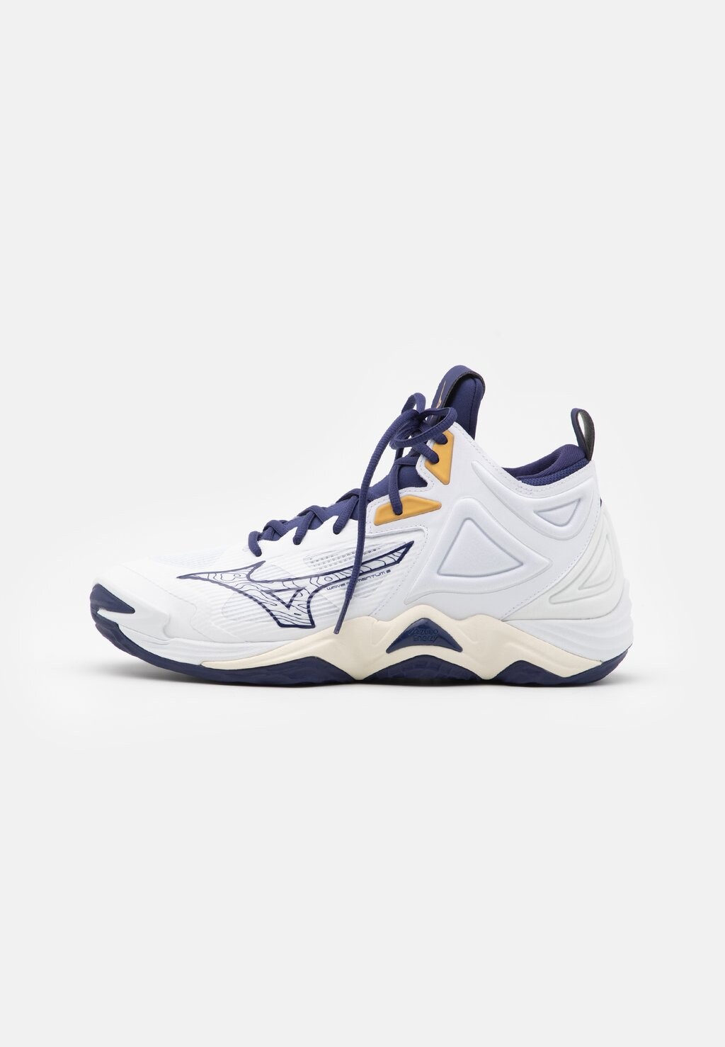 

Волейбольные кроссовки Wave Momentum 3 Mid Mizuno, цвет white/blue ribbon/gold