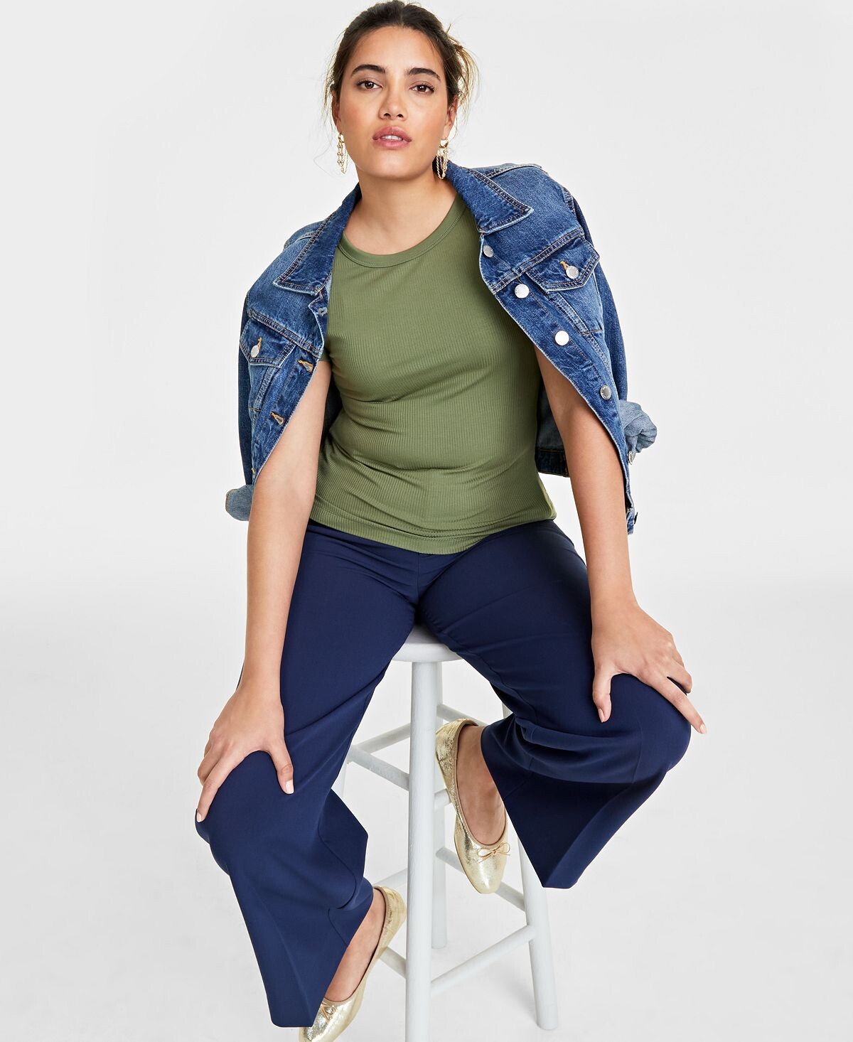 

Женская футболка в рубчик, XXS-4X, созданная для Macy’s On 34th