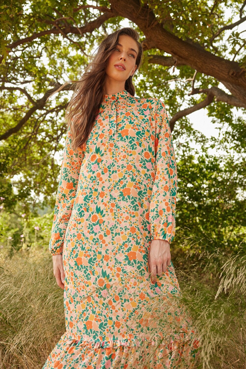

Платье - Оранжевый - А-силуэт Trendyol Modest, оранжевый