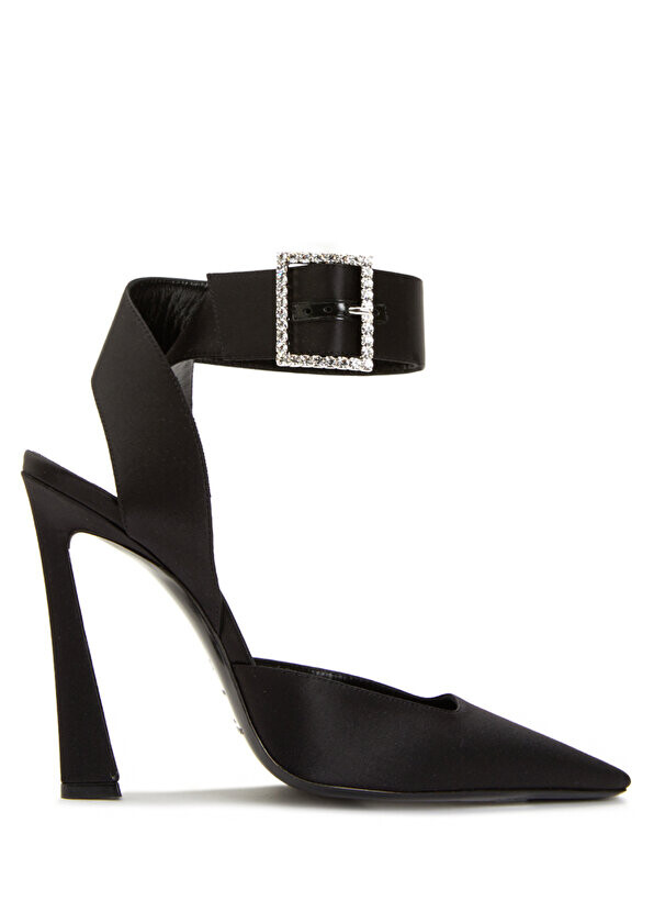 

Черные шелковые туфли на каблуке с пряжкой Saint Laurent