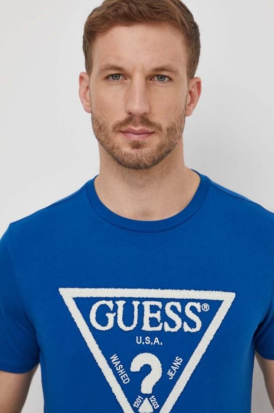 

Хлопковая футболка Guess, синий