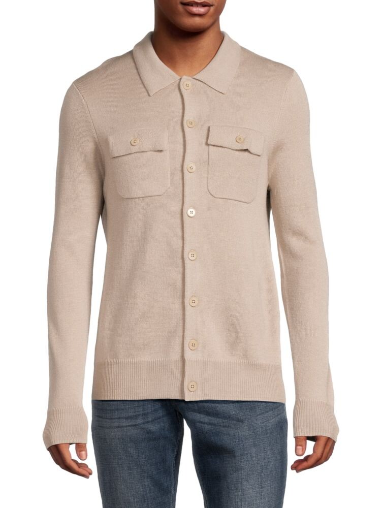 

Кардиган-рубашка из мериносовой шерсти Saks Fifth Avenue, цвет Oatmeal