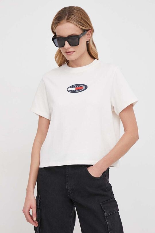 

Хлопковая футболка Tommy Jeans, бежевый